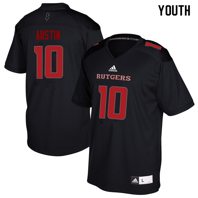 Youth #10 Blessaun Austin Rutgers Scarlet Knights College Football Jerseys Sale-Black - Click Image to Close